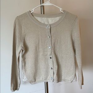 Anthropology Metal Thread Cardigan w/ Lace Back